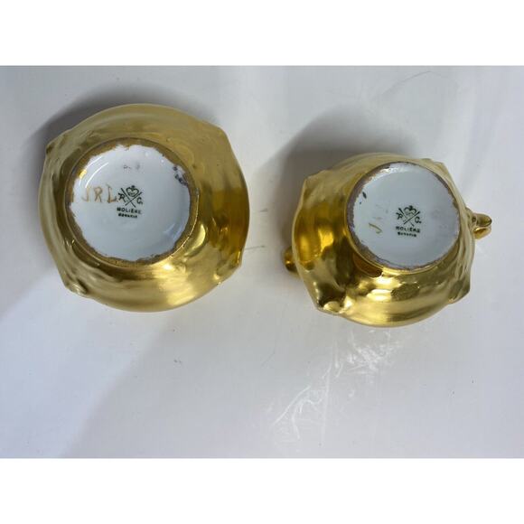 Antique RC Moliere Bavaria Porcelain Gold Creamer Sugar Set Signed 1891-1906 - Picture 5 of 11